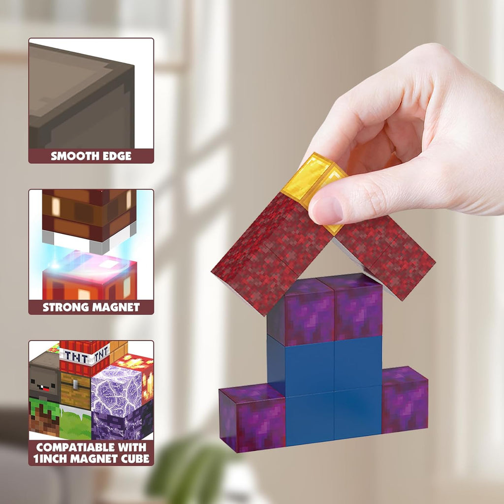 120PCS Magnetic Blocks Building Toys, Magnetic Building Blocks Set for Boys Girls Ages 3+, 1 inch Magnet Cubes Montessori Sensory Stacking Construction Toys Christmas Birthday Present