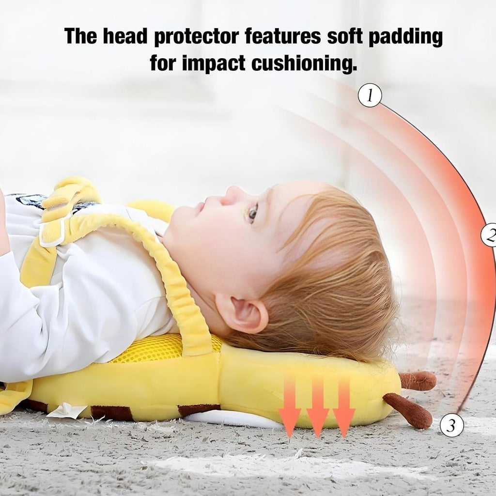 Baby Head Protection Backpack, Toddler Walking Head Protector, Adjustable Head Protector Pad Safety Cushion (Yellow)