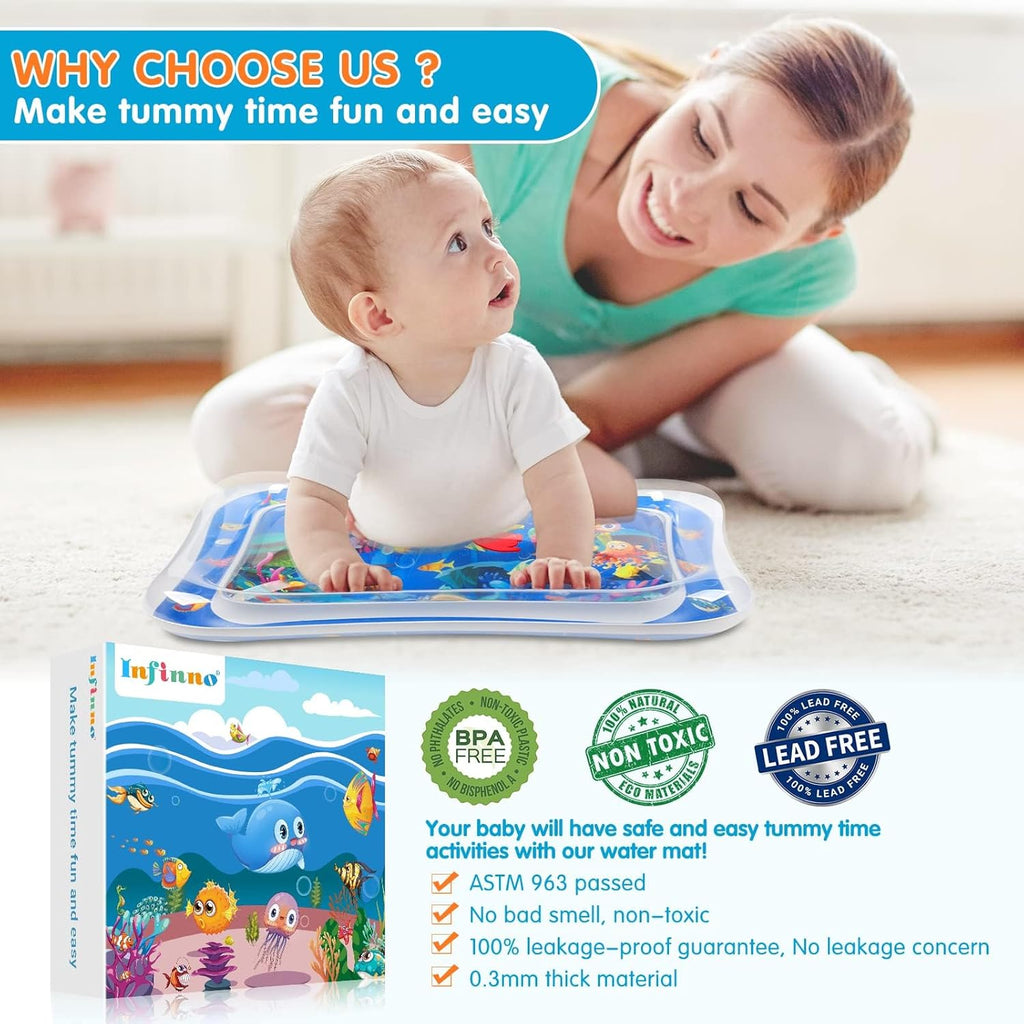 Tummy Time Mat Premium Baby Water Play Mat for Infants and Toddlers Baby Toys for 3 to 24 Months, Strengthen Your Baby's Muscles, Portable