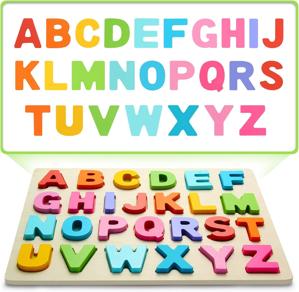 Wooden Puzzles for Toddlers, ABC Alphabet Puzzle, Learning Toys, Preschool Learning Activities, Preschool Educational Toddler Puzzle for Gift Set