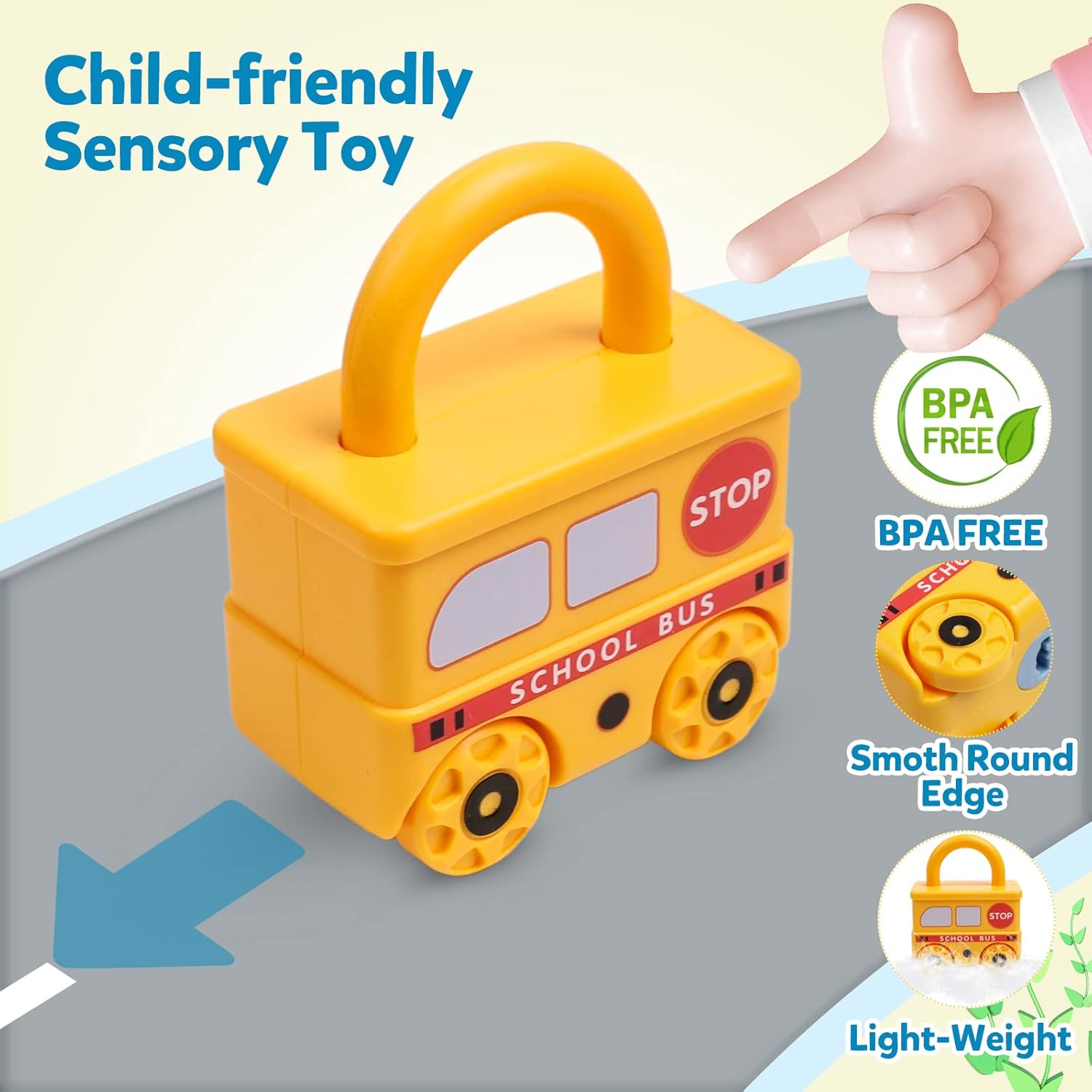 Learning Toys Sorting & Matching Locks and Keys Toddlers Sensory Car Activity Fine Motor Toy, Birthday Party Favors Valentine's Gifts Back to School Stuffers for Kids Age 2-5 Years
