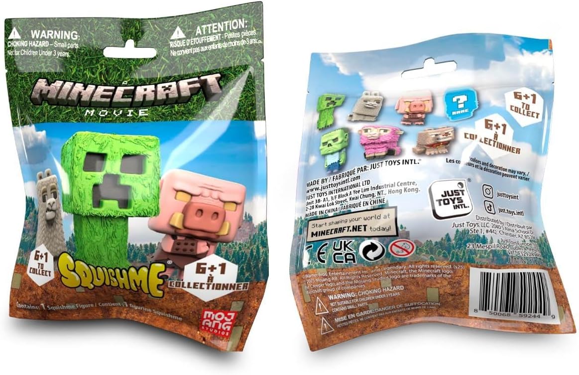 Minecraft Movie SquishMe Squishy Toy – Officially Licensed Stress Relief Squeeze Toy for Kids & Adults, Slow Rising, Collectible Gift for Gamers, Desk & Fidget Use