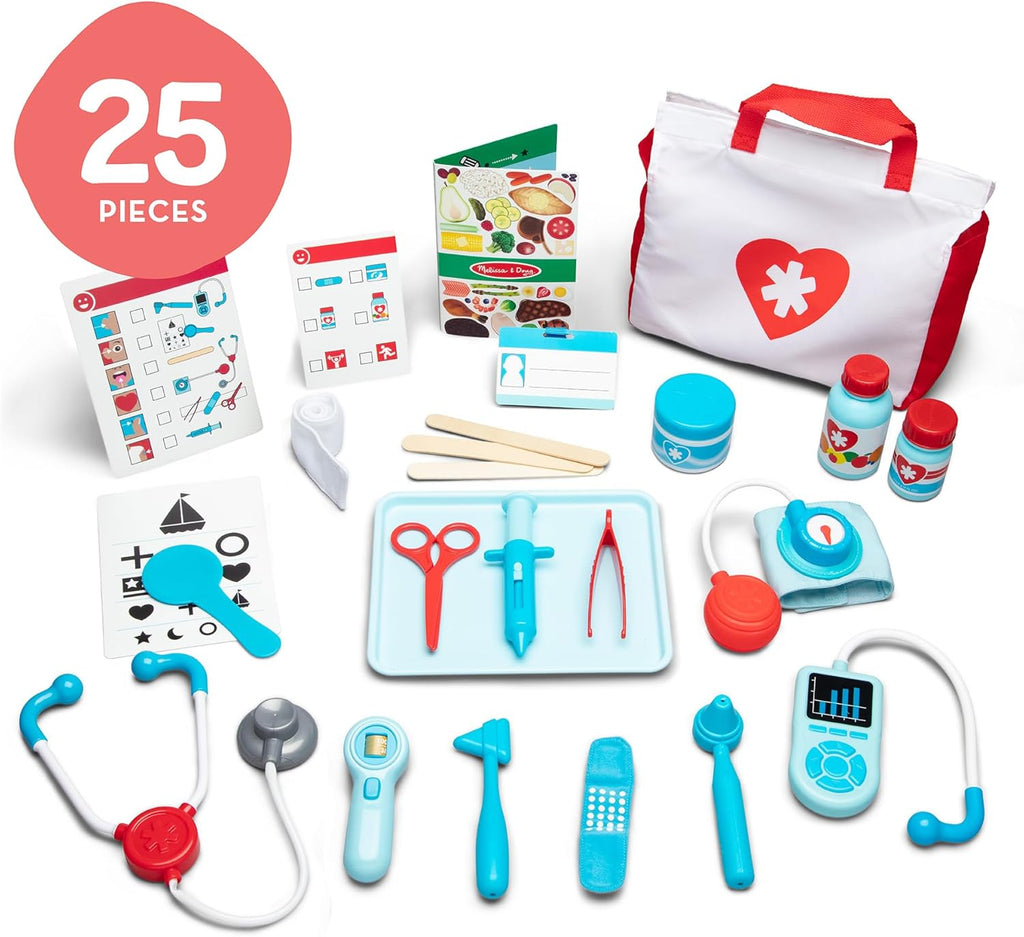 Get Well Doctor Kit, 25-Piece Toddler Doctor Play Set, Realistic Pretend Play Toys & Accessories, Preschool Toys for Girls & Boys Ages 3+