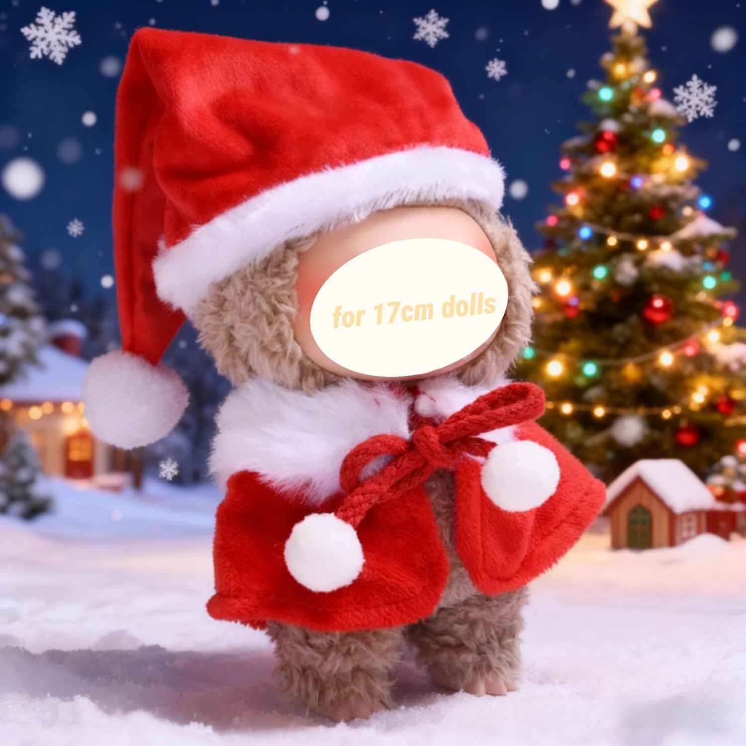 Clothes for Labubu, Christmas Clothing for Big into Energy Labubu, Christmas Hat & Capes Set for 17cm Dolls (Christmas is Coming)