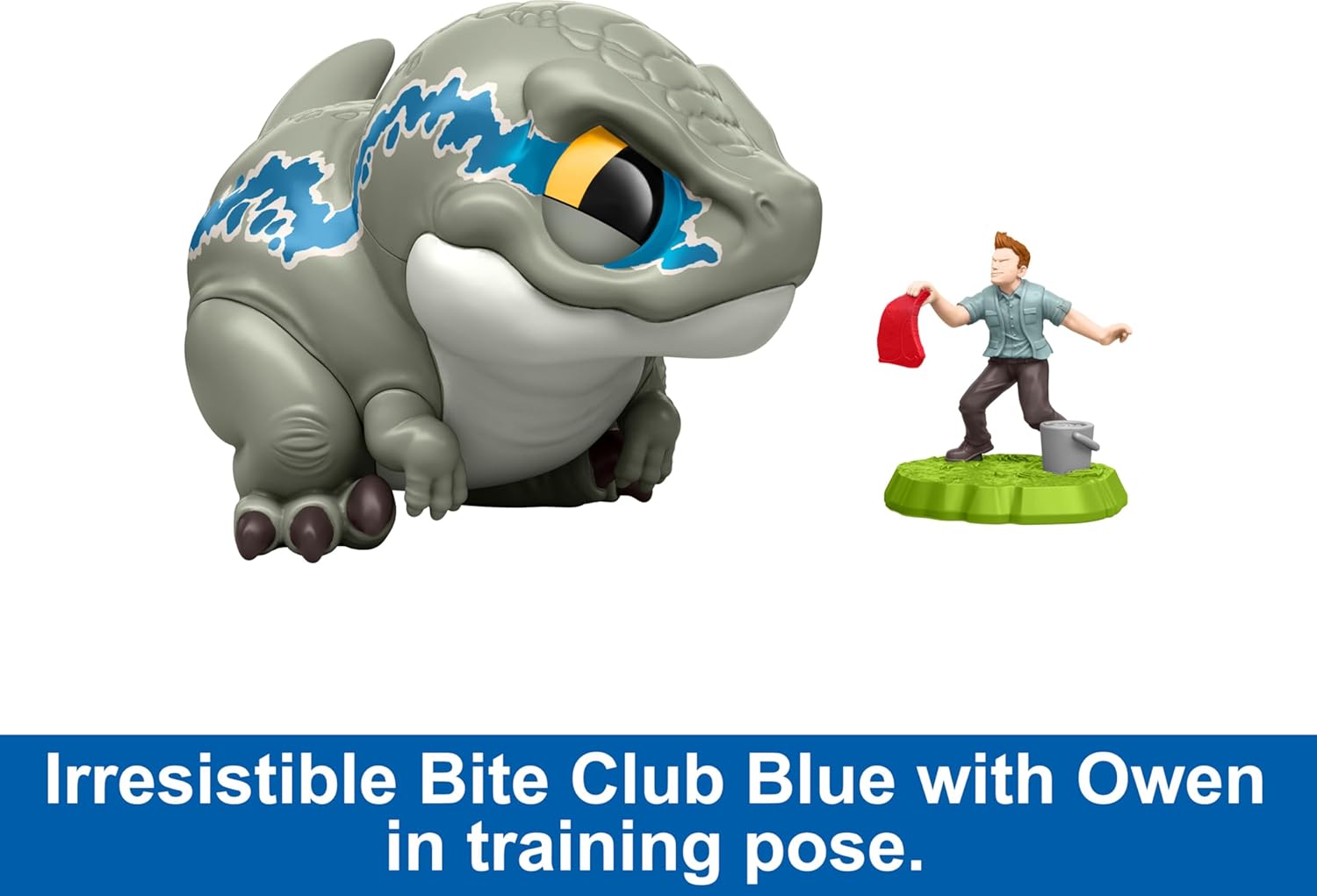 Jurassic World Bite Club Dinosaur Action Figure & Accessory, Velociraptor 'Blue' Chubby-Stylized Toy Dino Collectible