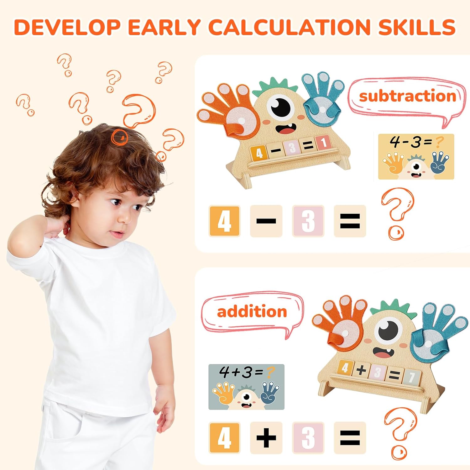 Toys for 3 4 5 Year Old, Preschool Learning Toys for Toddlers, Finger Math Number Counting Blocks for Kids, Educational Math Manipulatives for Boys Girls Birthday Gifts