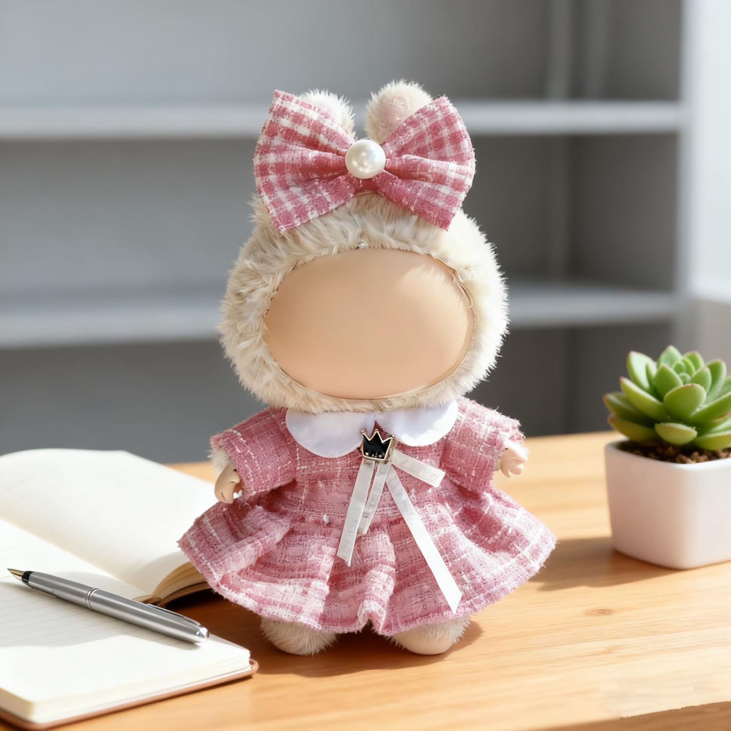 Clothes for LABUBU 17cm Doll (NO Doll), Outfit for LABUBU, Dress and Hairpin Set for LABUBU Dress Up, Fashion and Premium Dolls Accessories for LABUBU (Style S)