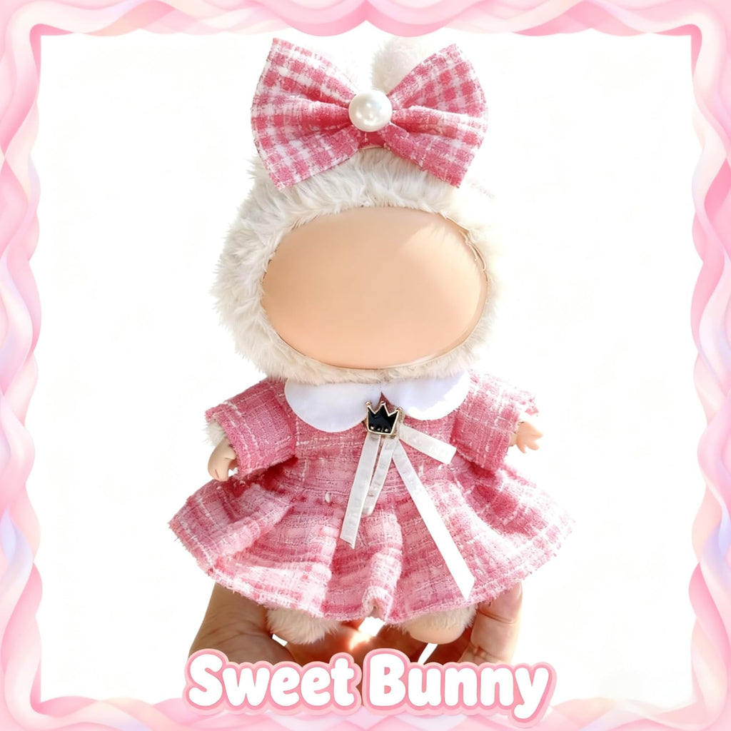 Clothes for LABUBU 17cm Doll (NO Doll), Outfit for LABUBU, Dress and Hairpin Set for LABUBU Dress Up, Fashion and Premium Dolls Accessories for LABUBU (Style S)