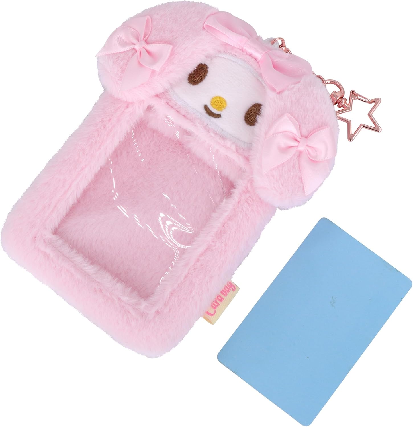 Anime Melody Women Girls Plush Photocard Holder with Keychain Cute Cartoon Photo Card Holder ID Credit Band Card Protector Stainery