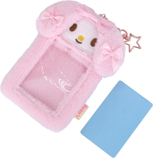 Anime Melody Women Girls Plush Photocard Holder with Keychain Cute Cartoon Photo Card Holder ID Credit Band Card Protector Stainery