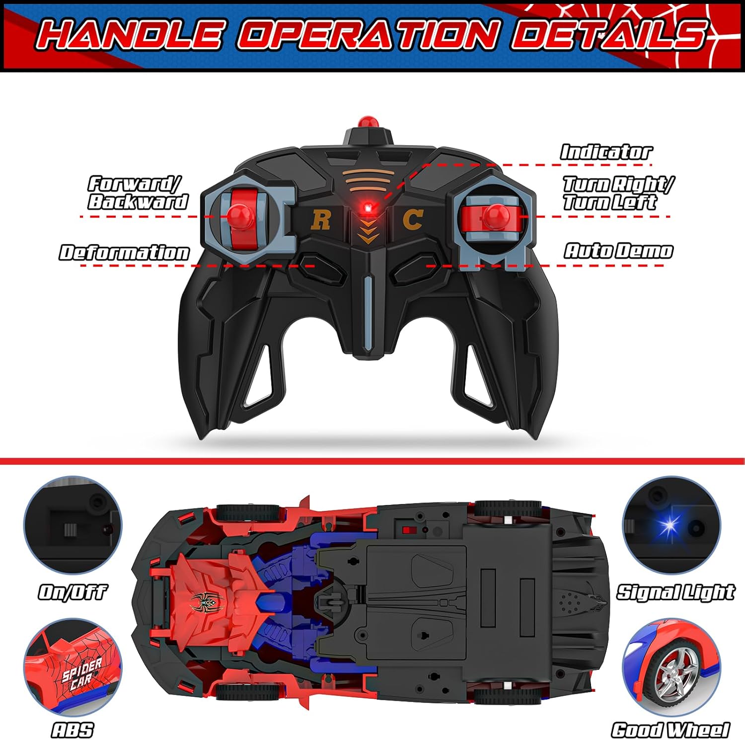 Rc Cars for Boys 4-7 8-12, 2.4Ghz Remote Control Car 1:18 Scale Transforming Robot, One-Button Deformation 360° Rotation Car Toy Gifts for Boys 3-5
