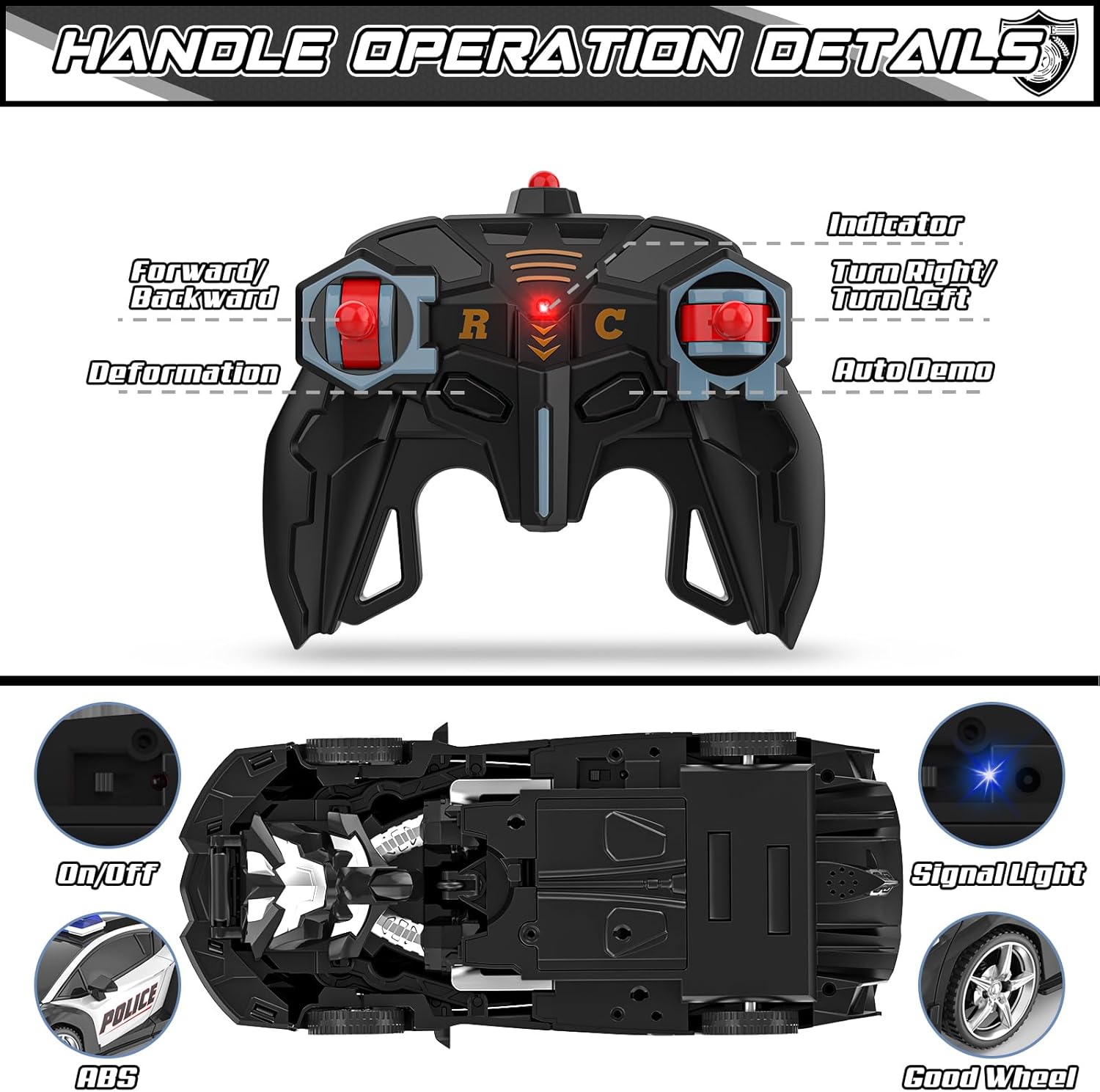Rc Cars for Boys 4-7 8-12, 2.4Ghz Remote Control Car 1:18 Scale Transforming Robot, One-Button Deformation 360° Rotation Car Toy Gifts for Boys 3-5