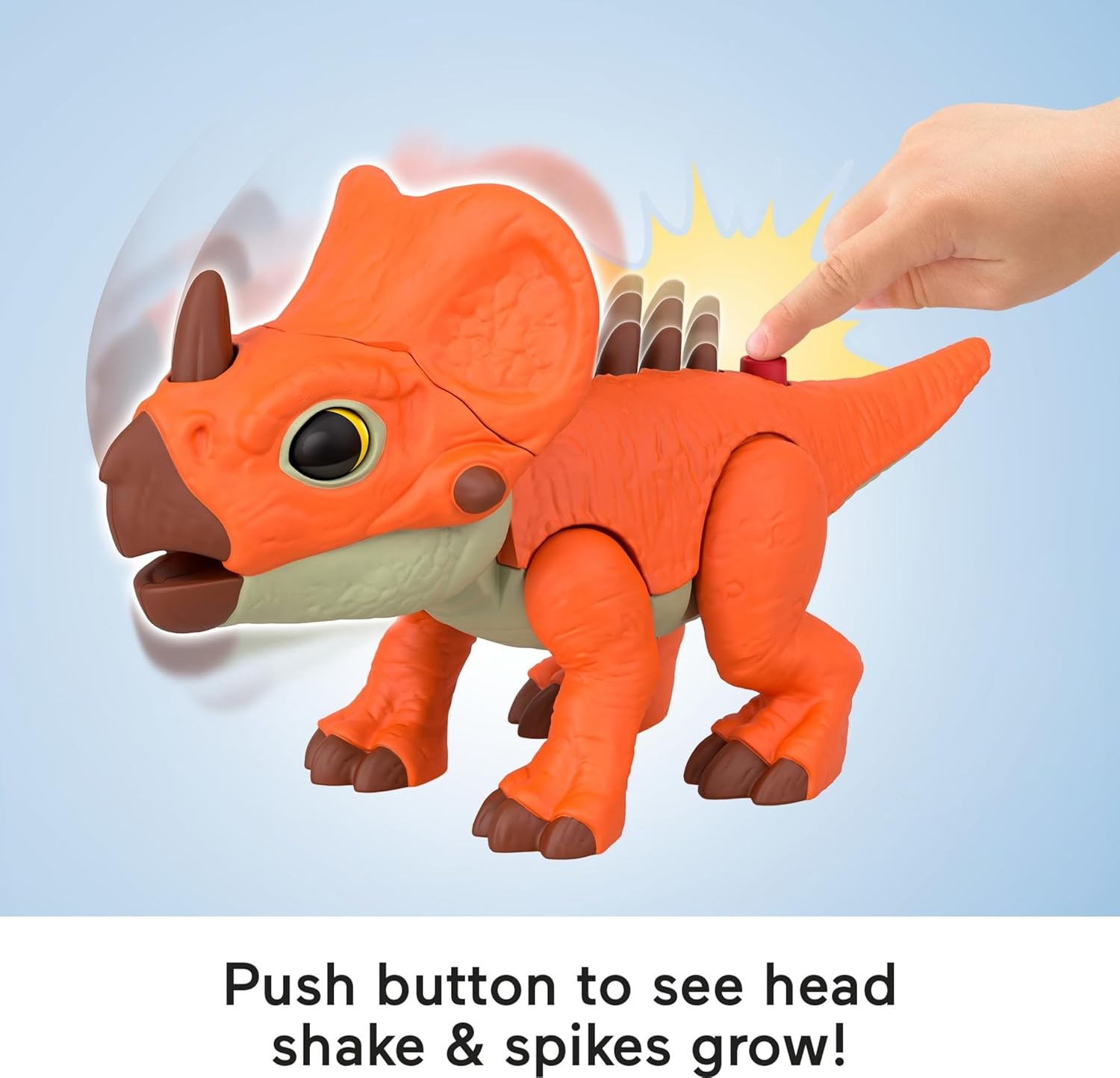 Imaginext Jurassic World Dinosaur Action Figure with Kid-Activated Motion & Growing Spikes, 7.75-inch Aquilops Dino Toy