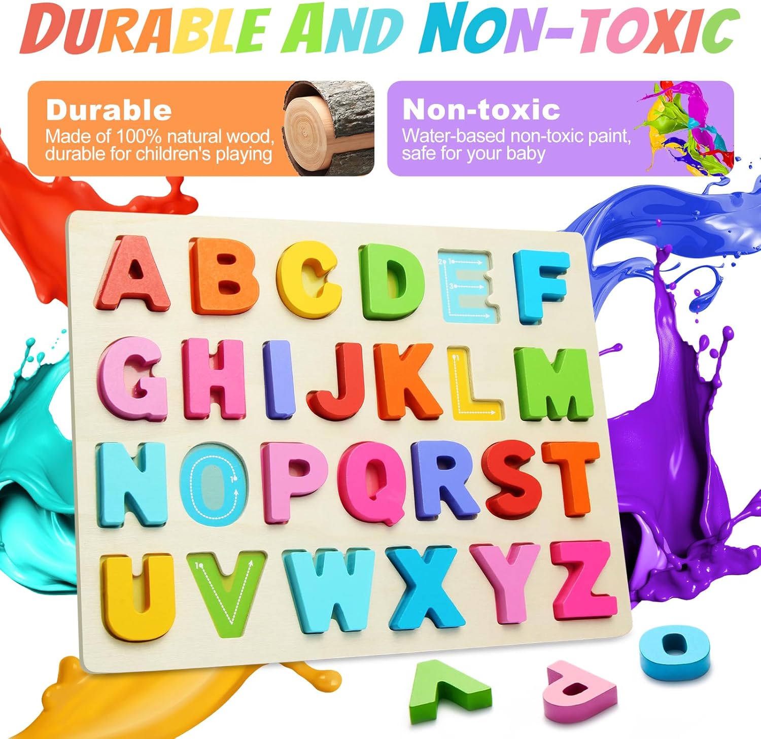 Wooden Puzzles for Toddlers, ABC Alphabet Puzzle, Learning Toys, Preschool Learning Activities, Preschool Educational Toddler Puzzle for Gift Set