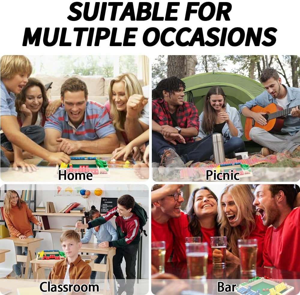 Shut The Box Dice Game,2-4 Player Family Wooden Board Table Math Games for Adults and Kids, 8 Dices Classics Games for Classroom,Home,Party or Pub