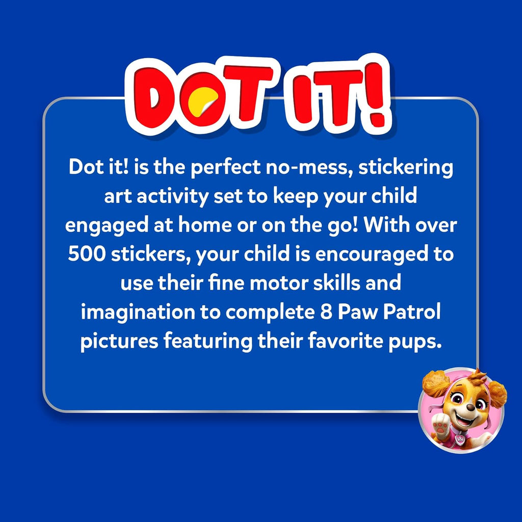 Dot It Sticker Art – PAW Patrol, Mess-Free Fun for Kids, 500+ Stickers, Craft Kits, Classroom Valentine’s Day Gift, Travel Toys for Boys & Girls Ages 3–7