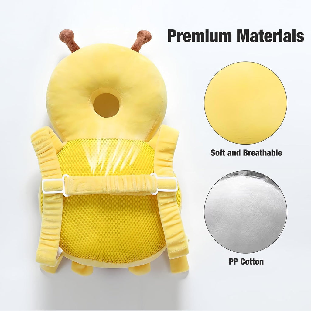 Baby Head Protection Backpack, Toddler Walking Head Protector, Adjustable Head Protector Pad Safety Cushion (Yellow)