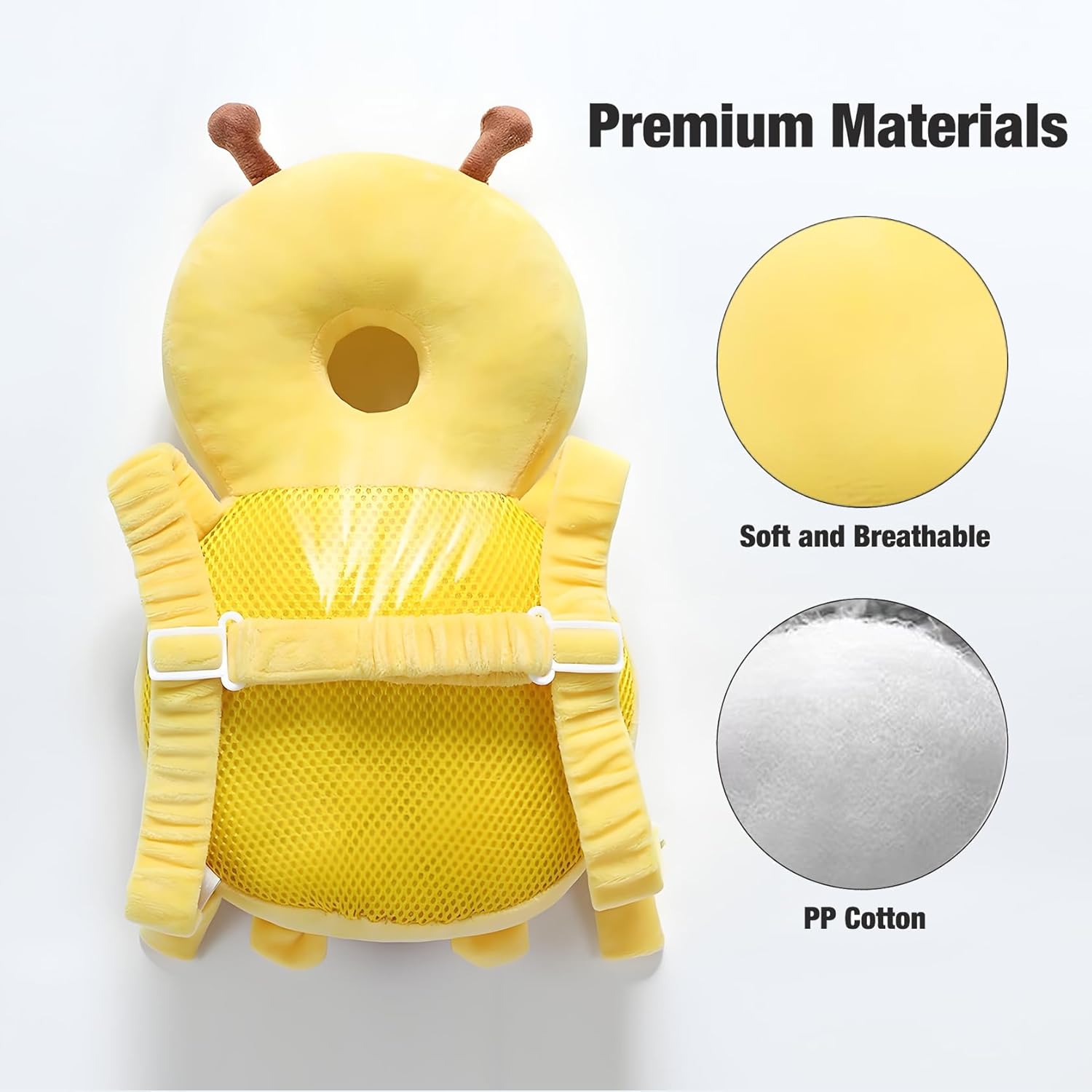Baby Head Protection Backpack, Toddler Walking Head Protector, Adjustable Head Protector Pad Safety Cushion (Yellow)