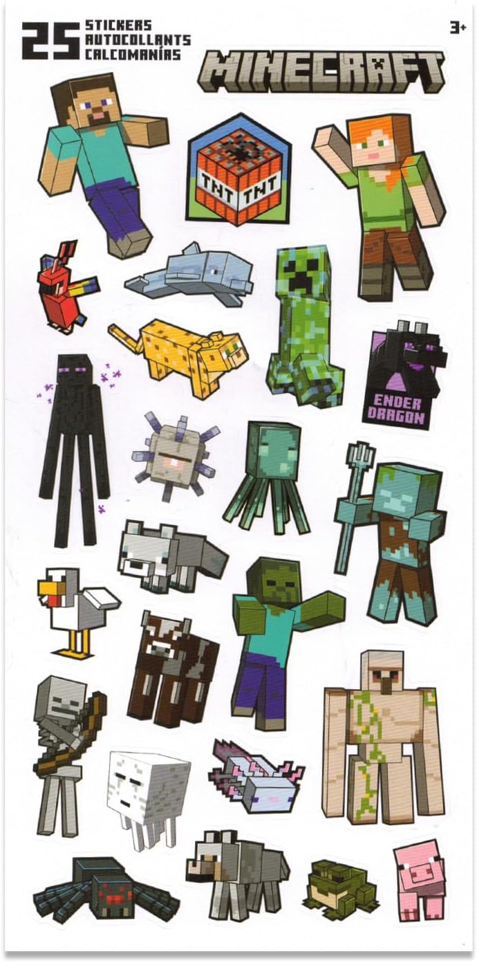 Minecraft Gel Pens Set - Bundle with 20 Colorful Gel Pens, Plus Coloring Book, Stickers, More | Minecraft Activity Set for Kids Ages 4-8