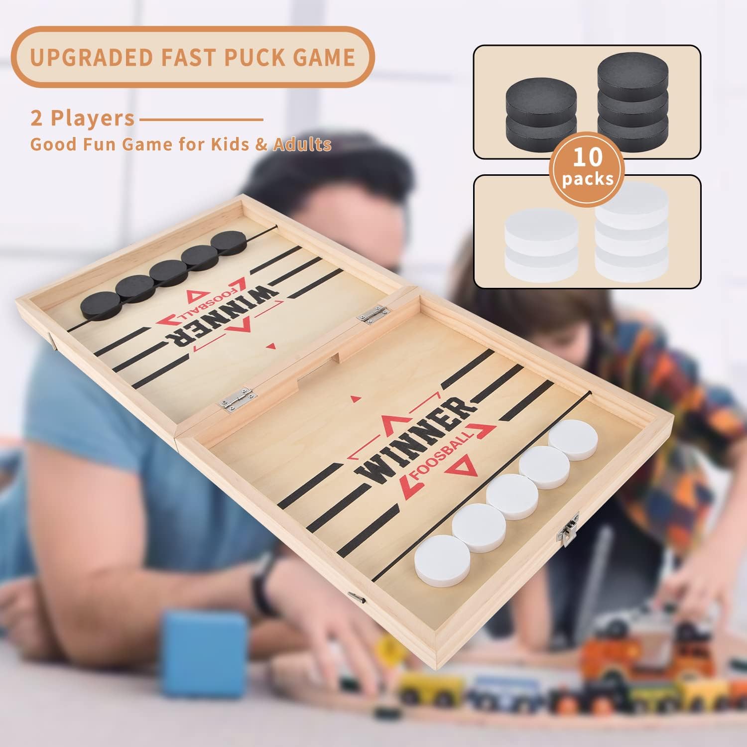Foldable Large Fast Sling Puck Game Slingshot Games Toy for Adults Table Desktop Battle Wooden Hockey Table Game Family Foosball Winner Board Games