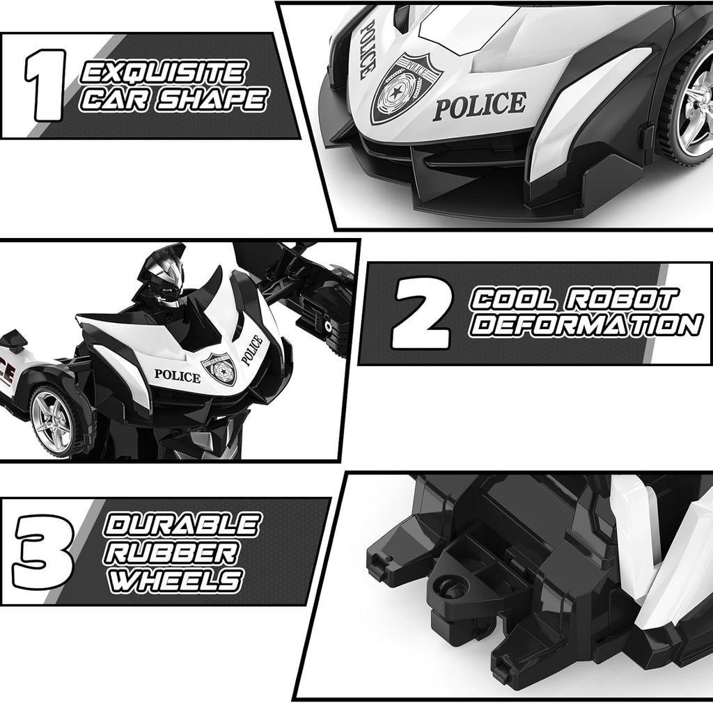 Rc Cars for Boys 4-7 8-12, 2.4Ghz Remote Control Car 1:18 Scale Transforming Robot, One-Button Deformation 360° Rotation Car Toy Gifts for Boys 3-5