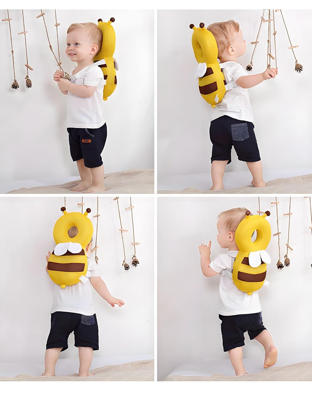 Baby Head Protection Backpack, Toddler Walking Head Protector, Adjustable Head Protector Pad Safety Cushion (Yellow)