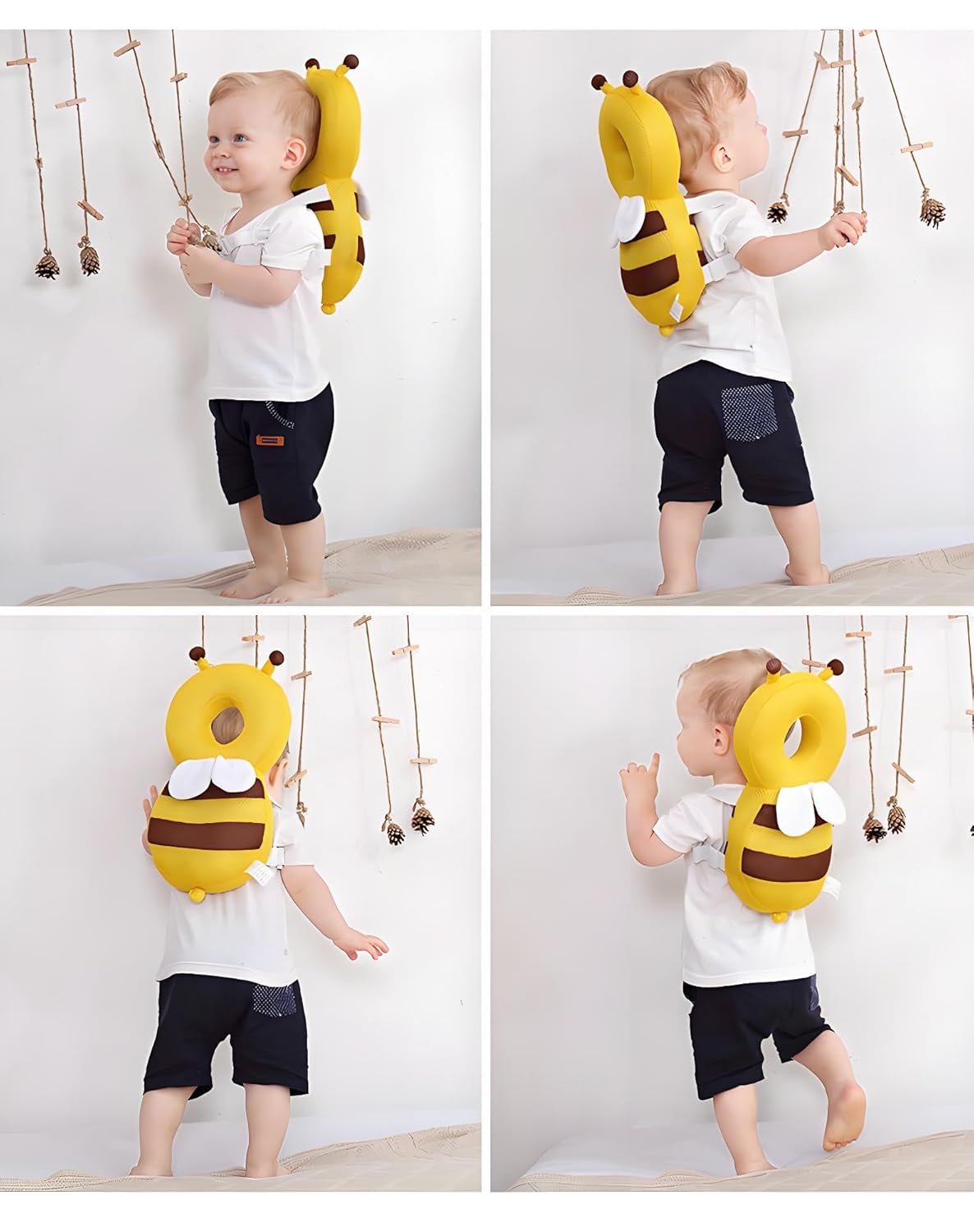 Baby Head Protection Backpack, Toddler Walking Head Protector, Adjustable Head Protector Pad Safety Cushion (Yellow)