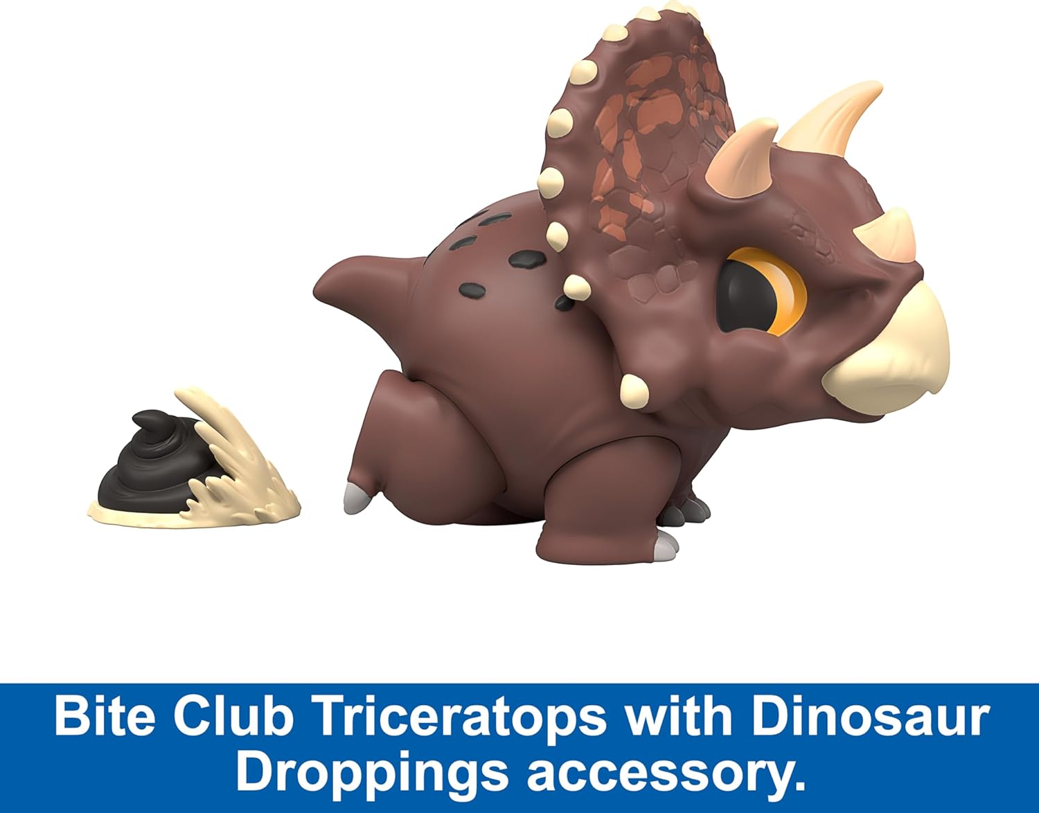Jurassic World Bite Club Dinosaur Action Figure & Accessory, Triceratops Chubby-Stylized Toy Collectible