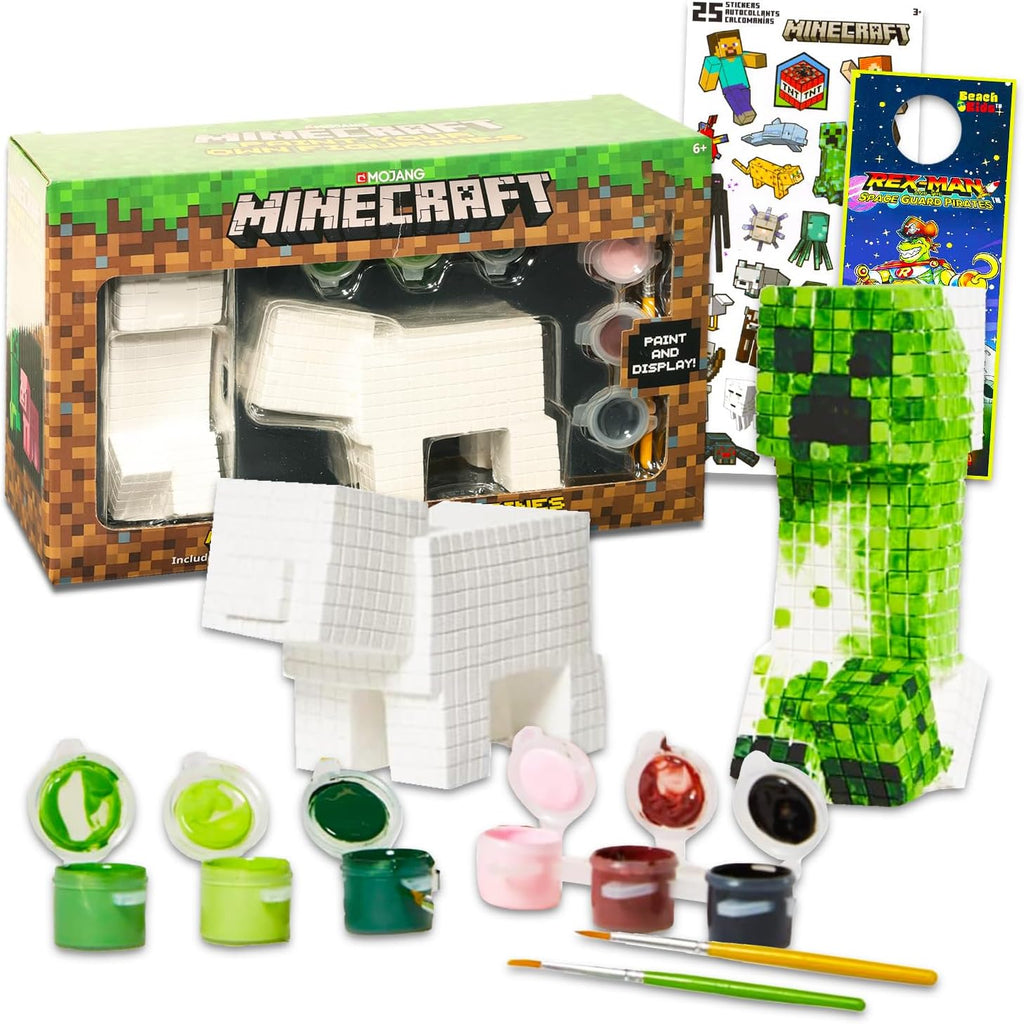 Minecraft Paint Your Own Figurines Set - Bundle with DIY Painting Set Featuring Minecraft, & More | Minecraft Painting Kit for Kids