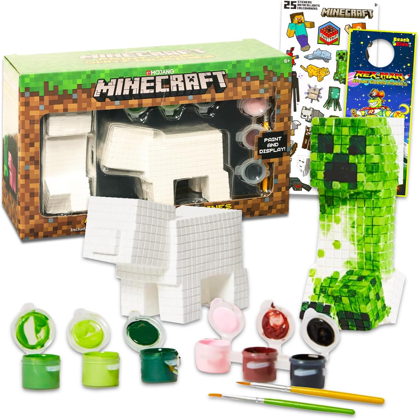 Minecraft Paint Your Own Figurines Set - Bundle with DIY Painting Set Featuring Minecraft, & More | Minecraft Painting Kit for Kids