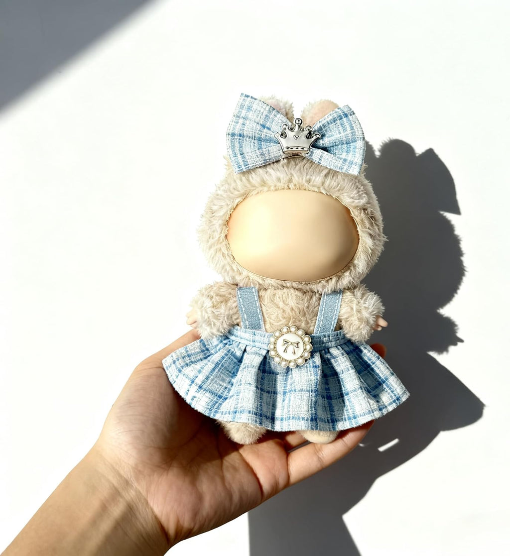 Clothes for LABUBU 17cm Doll (NO Doll), Outfit for LABUBU, Dress and Hairpin Set for LABUBU Dress Up, Fashion and Premium Dolls Accessories for LABUBU