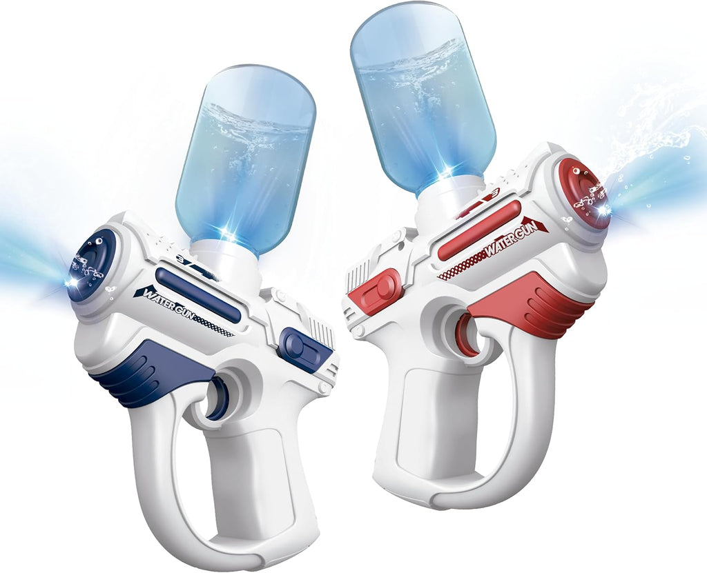 Light-Up Electric Water Gun 2 Pack for Kids with LED Lights, Long Range Water Blasters, 7oz Easy Fill Tank, 200+ Blasts Per Refill, Shoots Up to 25FT, Squirt Gun for Outdoor Park and Pool Fun