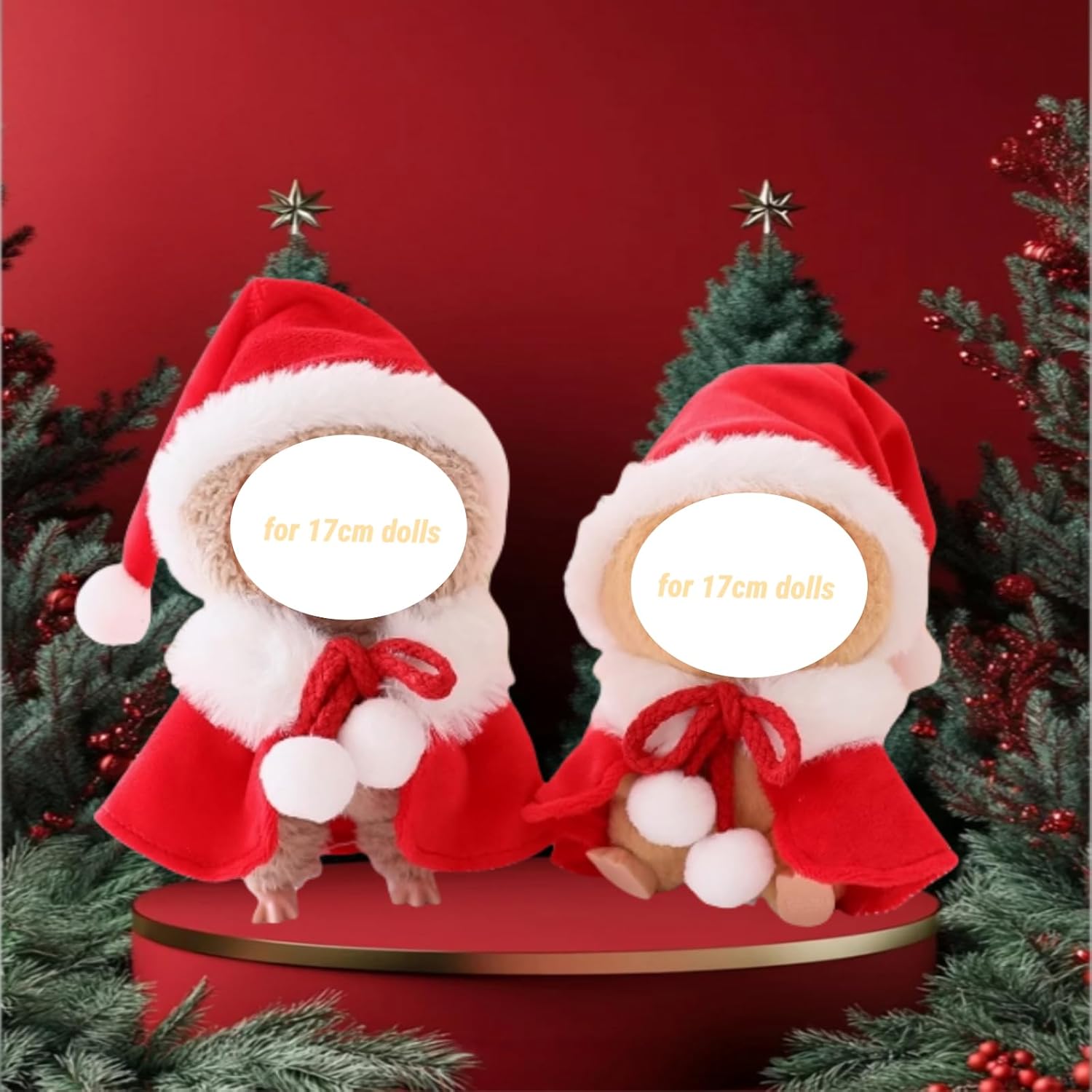 Clothes for Labubu, Christmas Clothing for Big into Energy Labubu, Christmas Hat & Capes Set for 17cm Dolls (Christmas is Coming)