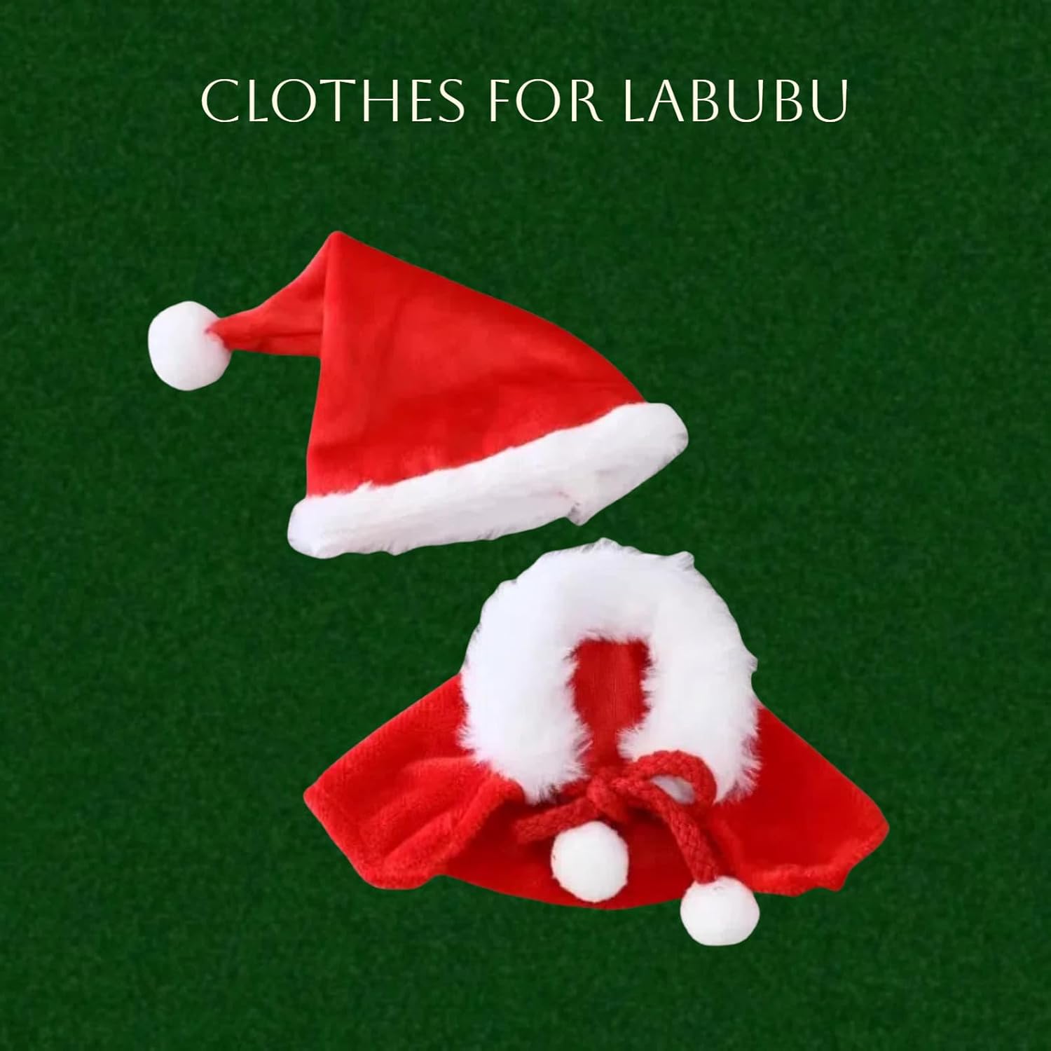 Clothes for Labubu, Christmas Clothing for Big into Energy Labubu, Christmas Hat & Capes Set for 17cm Dolls (Christmas is Coming)
