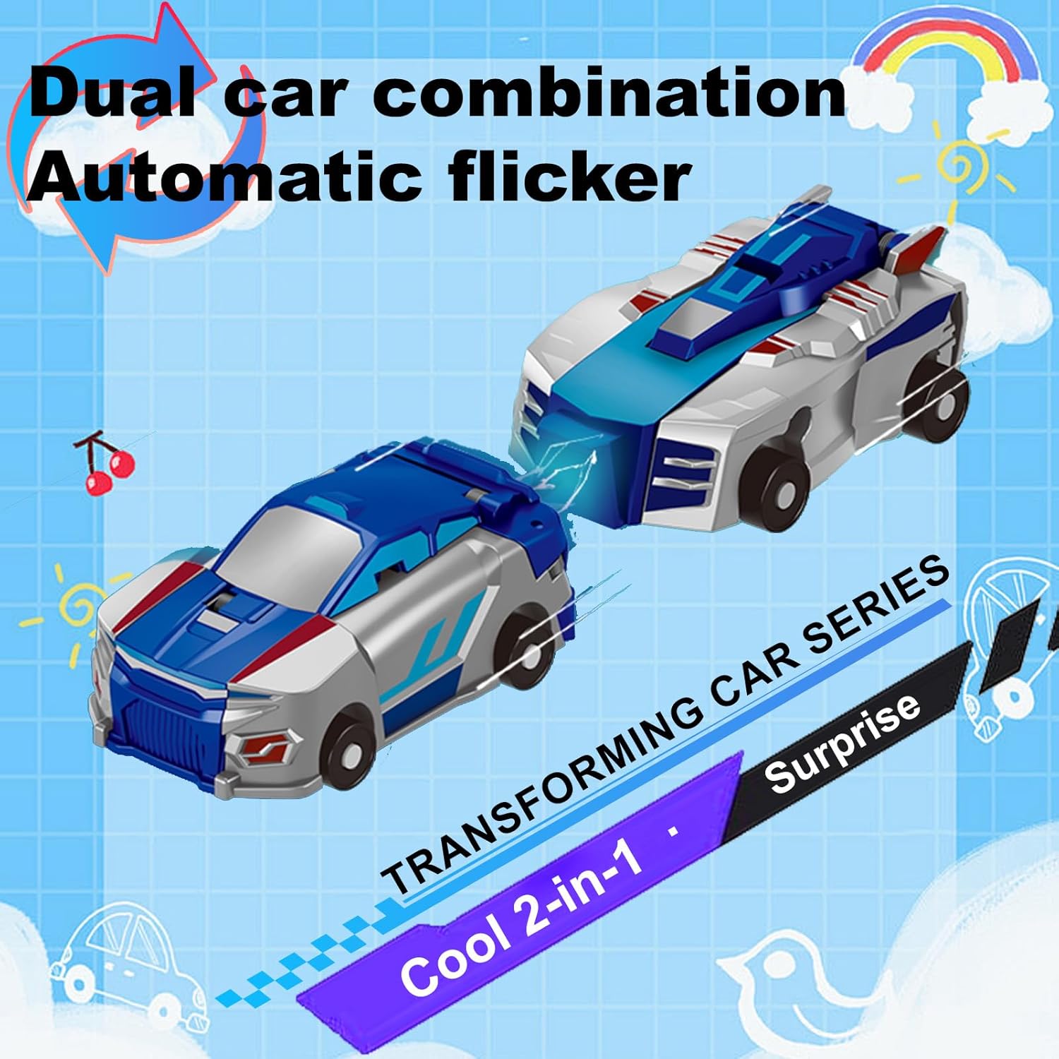 Magnetic Dinosaur Car Toy - 2 in 1 Crash & Transform Vehicle to Dino, No Battery Needed for Kids Age 3-12, Birthday Gift(Golden Dragon)