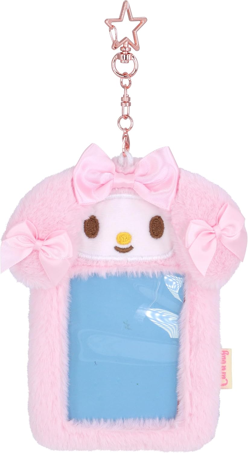 Anime Melody Women Girls Plush Photocard Holder with Keychain Cute Cartoon Photo Card Holder ID Credit Band Card Protector Stainery