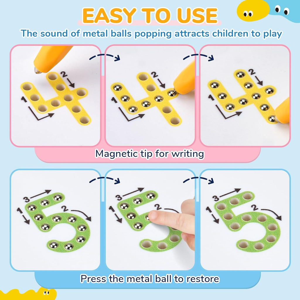 Double-Sided Magnetic Number Tracing Board - 2-in-1 Numbers 1-20 Writing Toys for Toddlers & Kids, Preschool Math Manipulatives, Kindergarten Educational Learning Gifts for 3-5 Year Olds