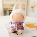Clothes for LABUBU Doll (NO Doll), Handcrafted Crochet 3-Piece Accessories for LABUBU 17cm Dolls, Premium Outfit - Bunny Sweater + Hat + Bag, Cute Clothes for Dress up Unique Style (Purple)