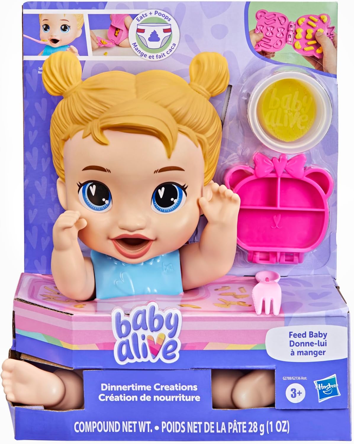 Dinnertime Creations, Blonde Hair Doll with Play Food Accessories, 11 inches, Toys for 3+ Year Old Girls and Boys