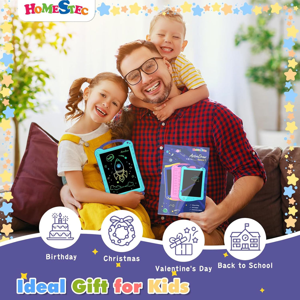 Astrodraw Drawing Pad, Colorful LCD Writing Tablet for Kids, Doodle Board for Toddlers 3 4 5 6 Years Old, Travel Toy Birthday Gift for Boys Girls (Aqua/Purple)