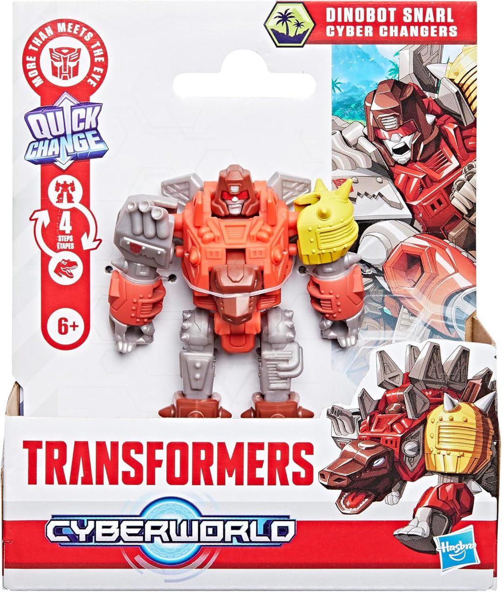 Dinobot Snarl Cyber Changers 4-Inch Action Figure, Quick Change to Dino Mode, Robot Toys for Boys and Girls 6 and Up