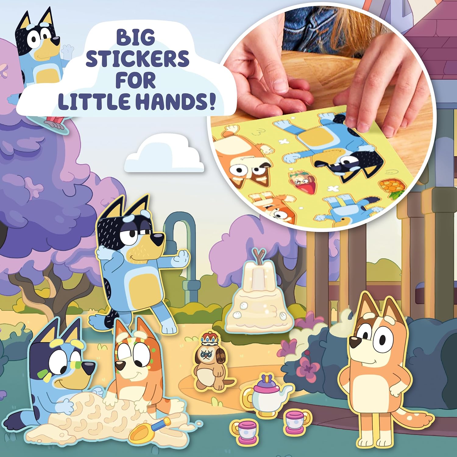 Repositionable Sticker Pad, Over 165 Removable Stickers & 5 Play Scenes, Jumbo Sticker Pad, Bluey Toys for Kids Ages 3 & Up