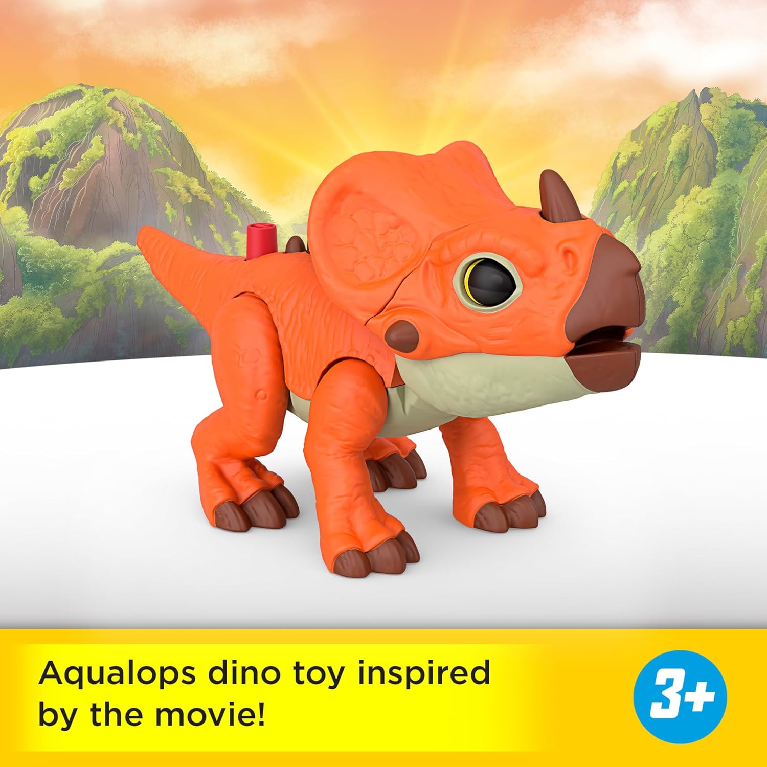 Imaginext Jurassic World Dinosaur Action Figure with Kid-Activated Motion & Growing Spikes, 7.75-inch Aquilops Dino Toy