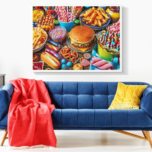 500 Piece Puzzle for Adults, Hamburger Jigsaw Puzzles, Youths Favorite Foods Puzzles 500 Pieces, Birthday and Barious Holiday Party for Family Adult, Funny Puzzle for Adults, 20.5x15 in