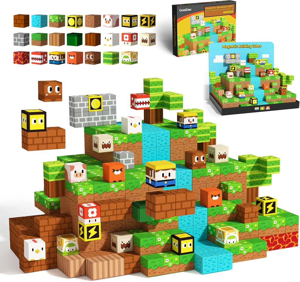 Magnetic Blocks Kids Building Toys for Boys Girls 3+, Game-Based Build MagWonder with Magnet Construction Toys, Upgraded STEM Sensory Gift for Birthday (1 inch)