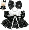 Clothes for LABUBU Doll (NO Doll), Luxury Chic Style 2-Piece Accessories for LABUBU 17cm Dolls, Premium Fashion Outfits for LABUBU - Bow Headdress + Plaid Tweed Dress (Black)