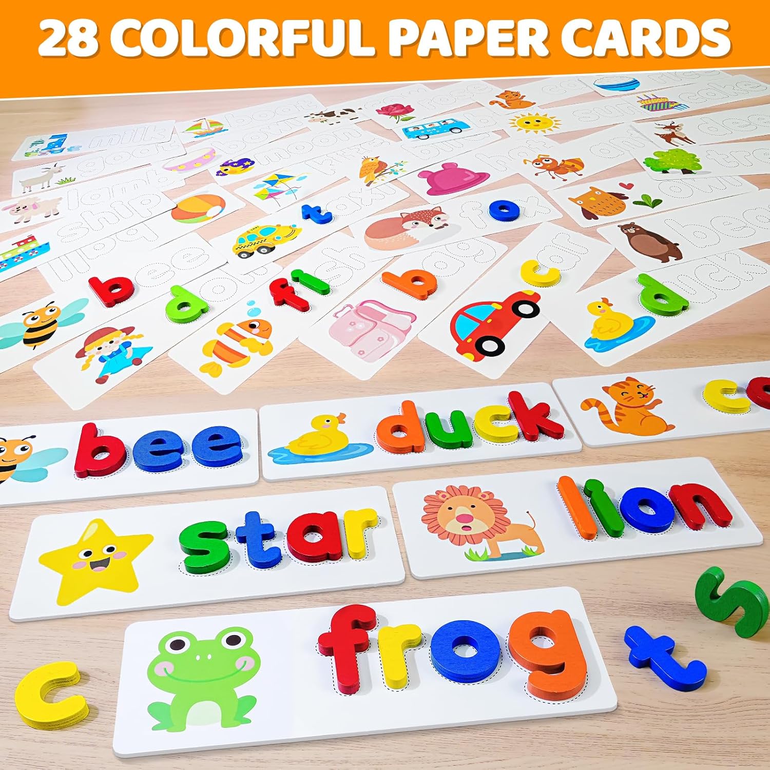 Alphabet ABC Learning Educational Toys for 3 4 5 Years Old Boys Girls, Wooden Puzzle Flash Cards Preschool Activity Letter Matching Games for Kids Toddlers