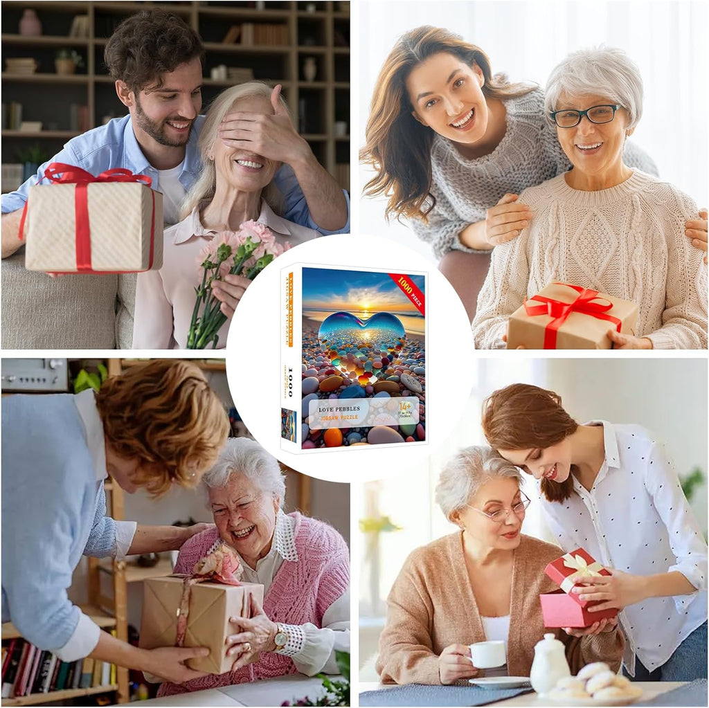 Puzzles for Adults 1000 Pieces, Love Pebbles Beach Puzzle, Impossible Difficult Hard Fun 1000 Piece Jigsaw Puzzles for Adults