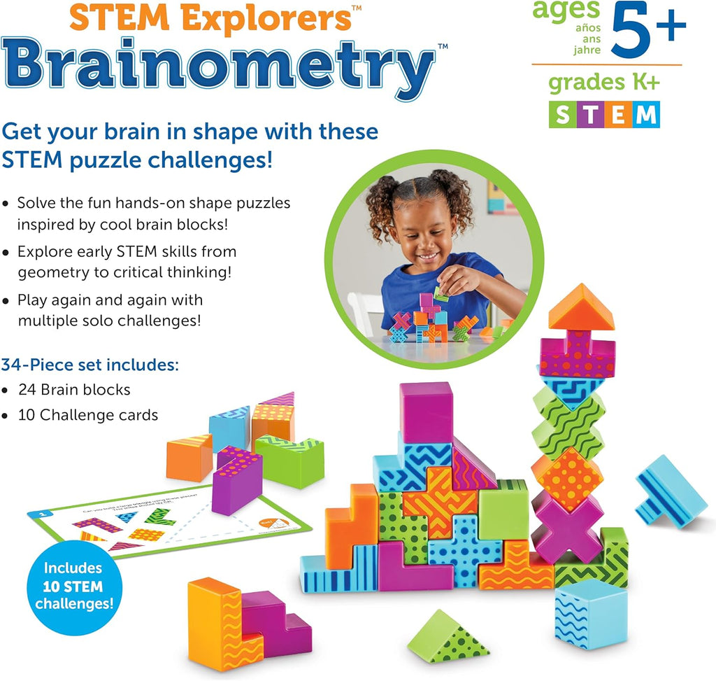 Explorers Brainometry - 3d Puzzle, Brain Games, Brainteaser, Building Logic Toys, Gifts For Boys and Girls, Fine Motor Skills , Pattern Blocks, Math Manipulatives