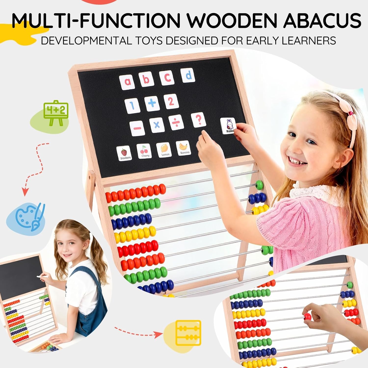 Magnetic Letters And Numbers, Abacus For Kids Math, Fridge Magnets Easel For Kids, Alphabet Magnets, Magnetic Alphabet Letters, Learning Educational Toys Gifts For 3 4 5 6 7 8+ Year Old Girls Boys